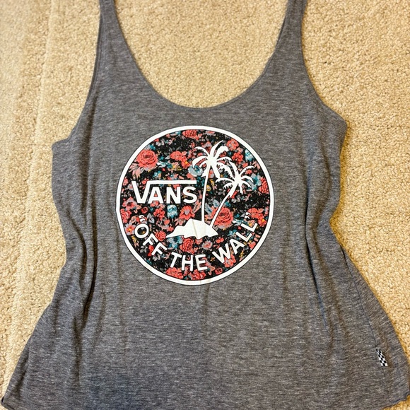 Vans Charcoal Floral Logo Tank Top - Picture 1 of 5
